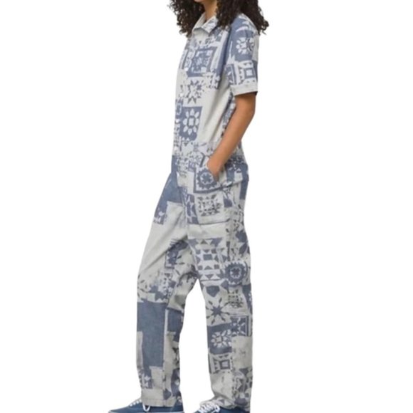VANS Morro Coveralls Jumpsuit Blue Patchwork Women's Size VN0007SCBD2 - Picture 2 of 5